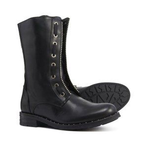 NEW Eric Michael Women Renee Ball Studded Trim Lace Up Mid Calf Combat Boot